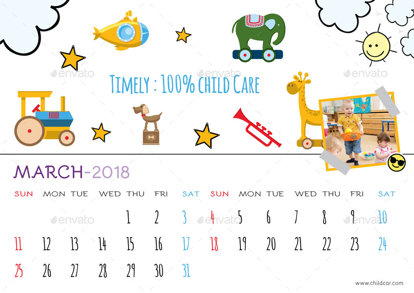 Kids Desk Calendar, Print Templates GraphicRiver